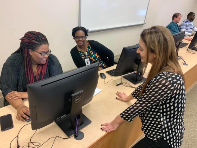 Amira Ezzat coaches ESCC Staff and Faculty on the uses of the "Navigate" platform debuting April 1st.